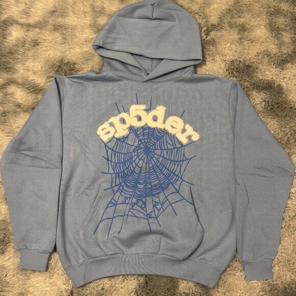 Sp5der Web Hoodie Sky Blue Young Thug Size Small Medium or Large - Picture 1 of 3